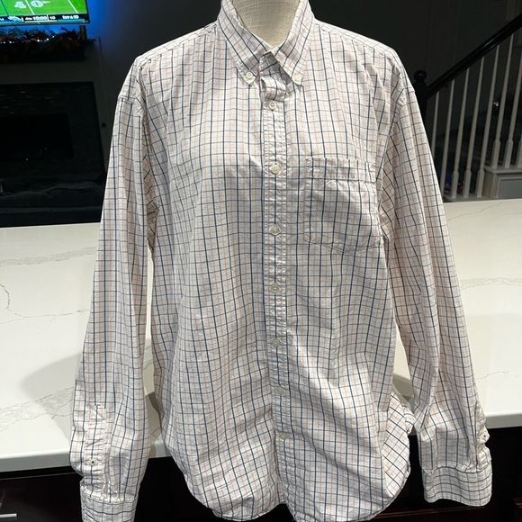 Old Navy Other - Old Navy Men's White and Blue Plaid Shirt XL